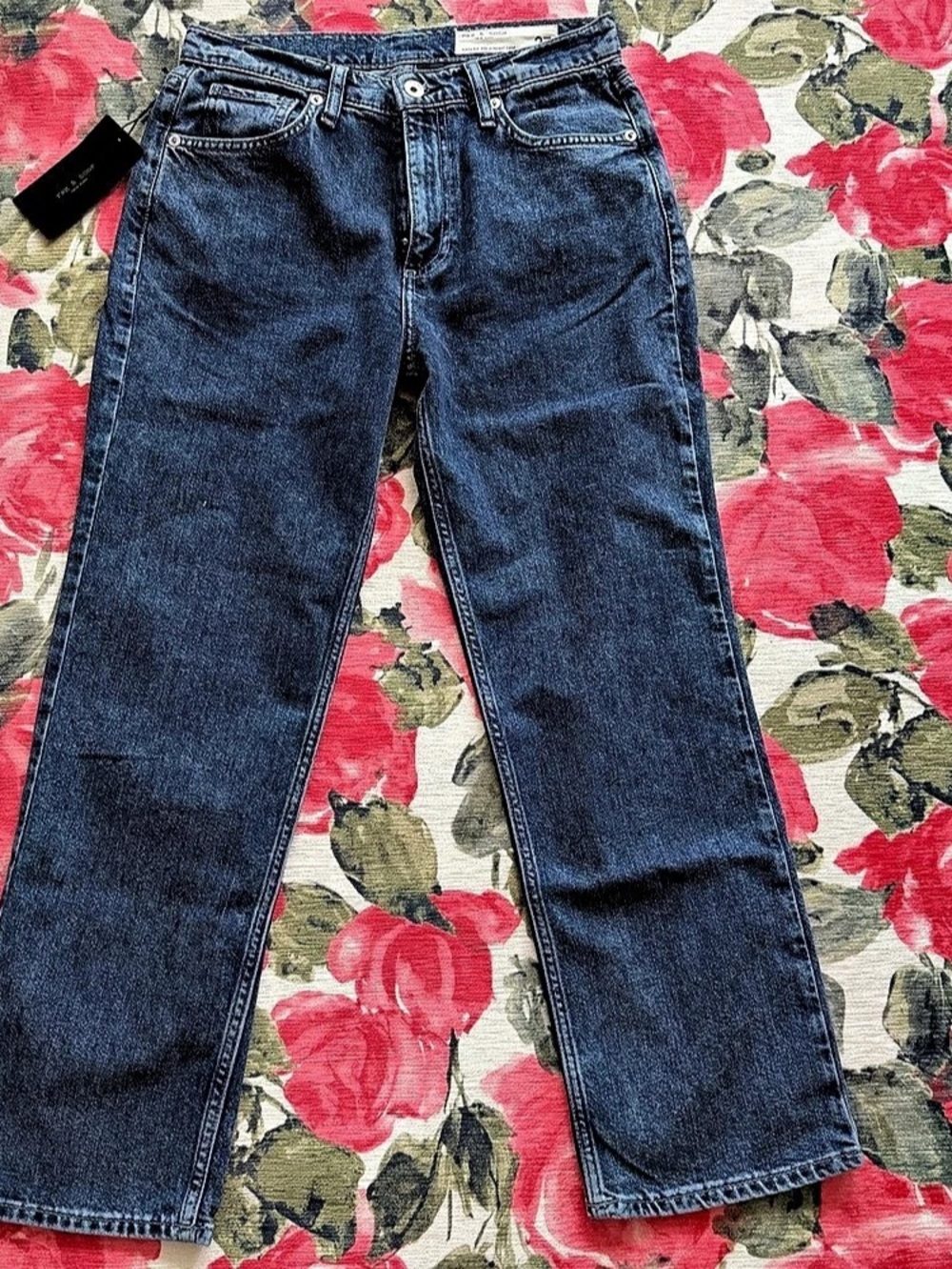 rag & bone The Alexa Mid-Rise Straight Crop Mid-Rise Straight Crop Denim Waist